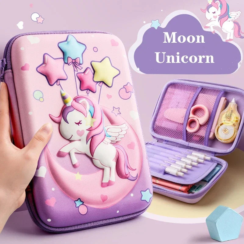 3D EVA Unicorn Pencil Case – Cute Cartoon Stationery Box