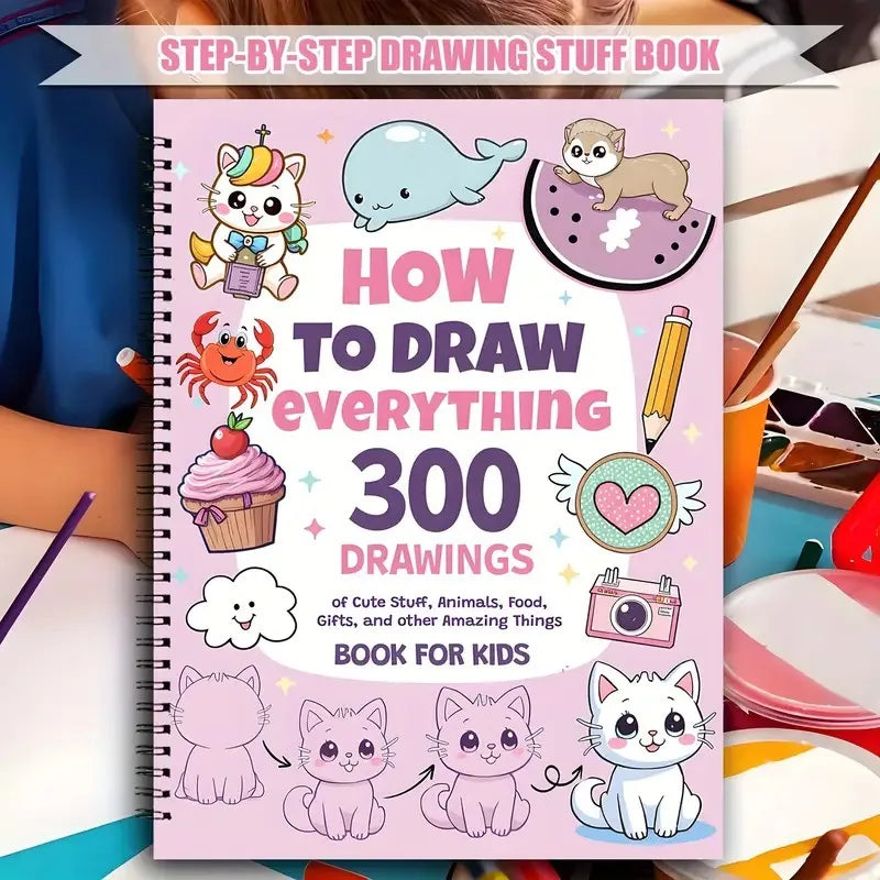 Bview Art Step-by-Step Drawing Guide: 300 Cute Animals, Foods & Creative Patterns - Art Tutorial Book
