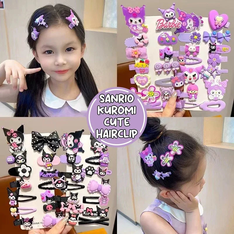 14-Piece Kuromi Hairclip Set – Cute Anime Style for Girls