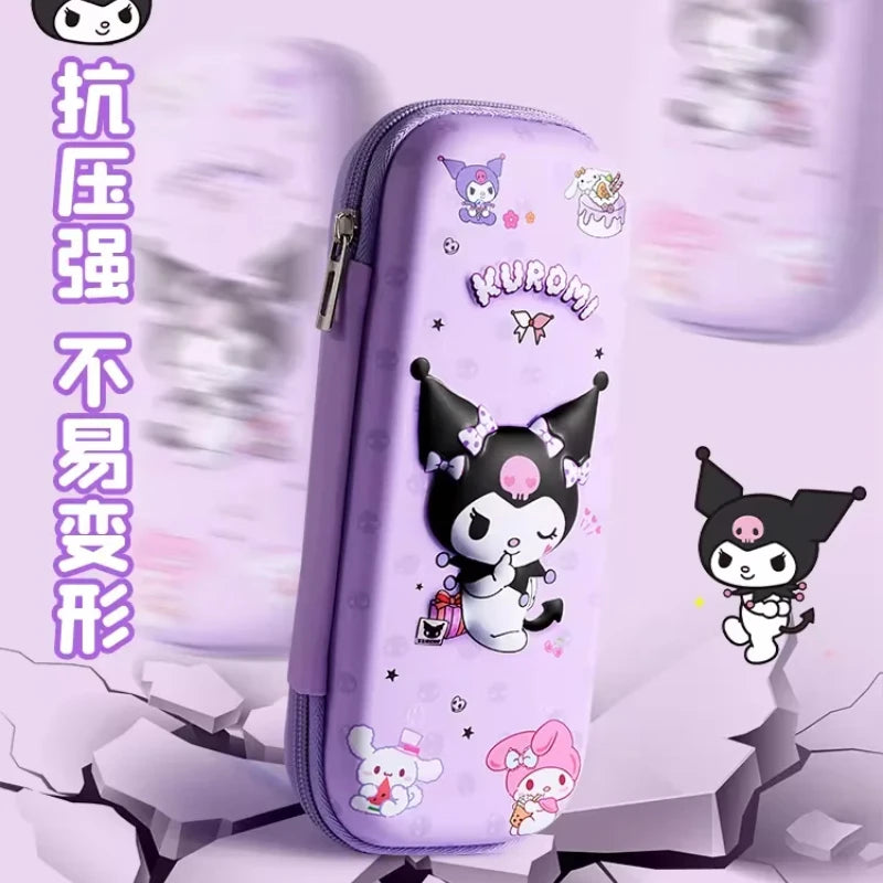 3D Sanrio Kuromi, My Melody & Cinnamoroll Pencil Case – Large Capacity Cartoon Stationery Bag