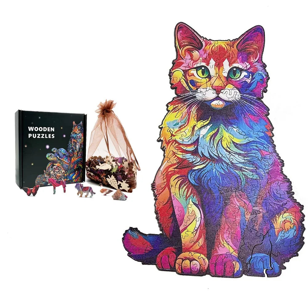 Wooden Animal Puzzle for Adults Kids Cat Wooden Jigsaw Irregular Dog Animal Wood Puzzles Exclusive Design Intelligent Jigsaws