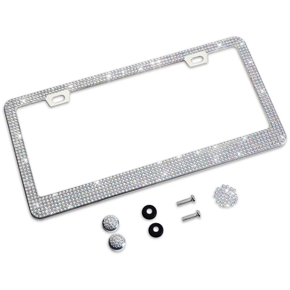 Shering Bling Glitter License Plate Frame, 1 Pack Sparkly Frames with Bedazzled Diamond Acrylic Crystals - Stylish Car