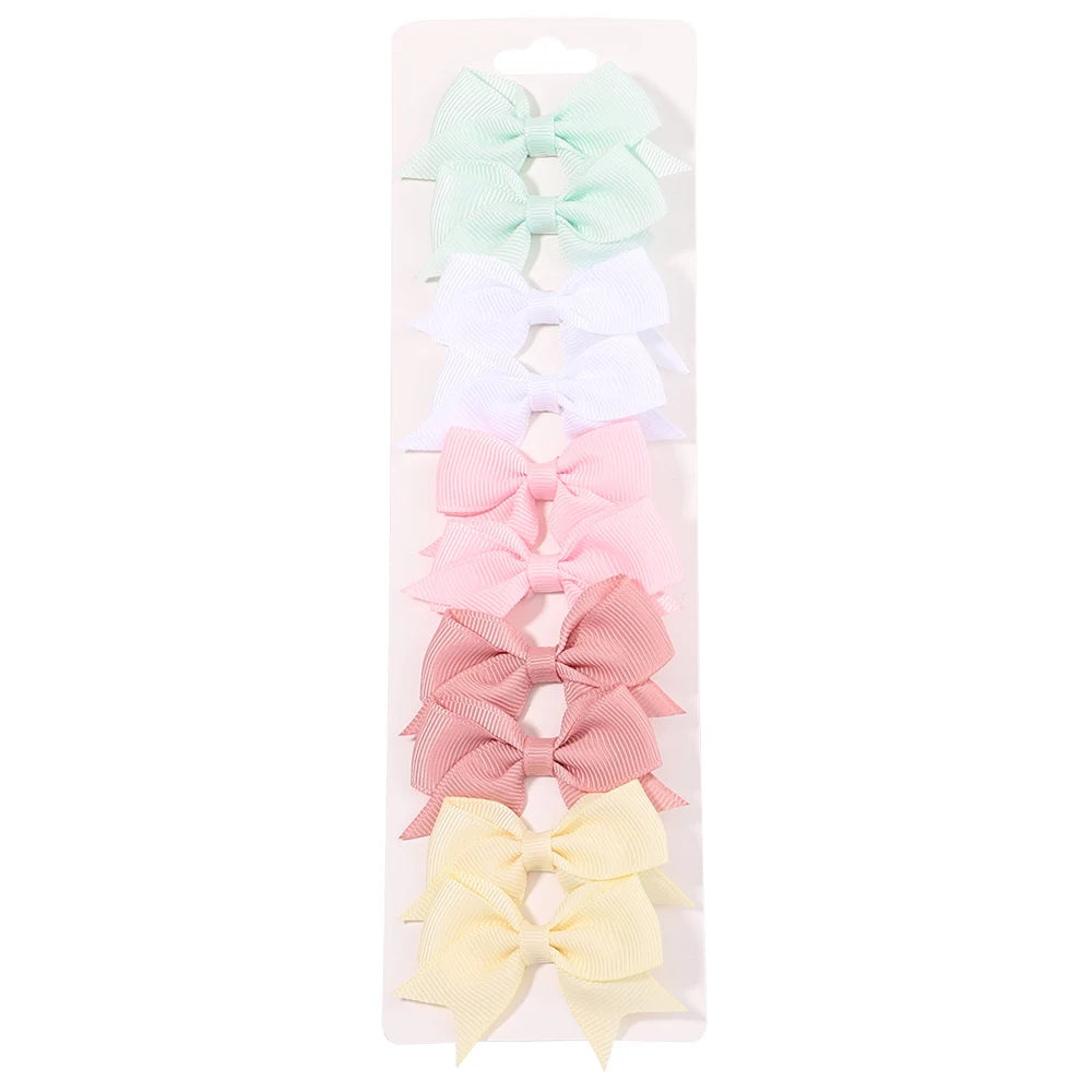 10-Pack Ribbon Bow Hair Clips β Sweet Handmade Styles for Little Girls!