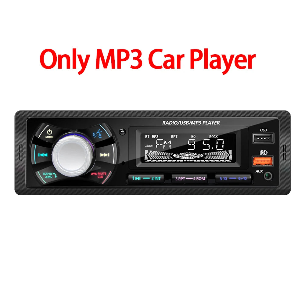 1 Din Car Radio MP3 Multimedia Player FM Radio Bluetooth AUX USB Support Phone Charging Colorful Light Display Stereo Autoradio