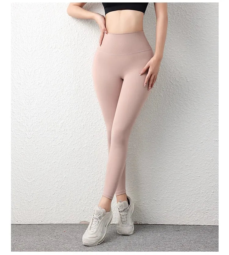 Nude Fabric High Waist Yoga Leggings Sexy Glamorous Butt Leggings Yoga Pants Gym Leggings
