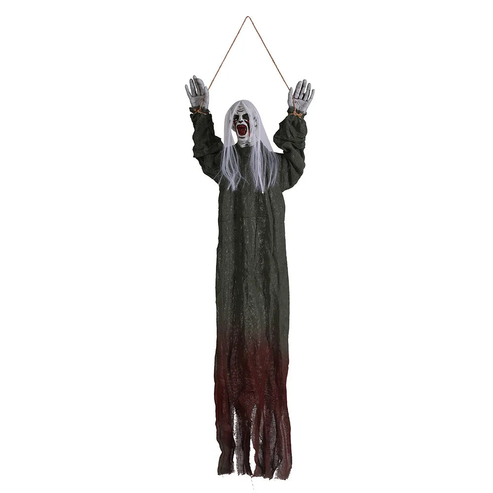 Halloween decoration hanging ghost crawling ghost long hair skeleton haunted house secret room horror props joint movable 2025