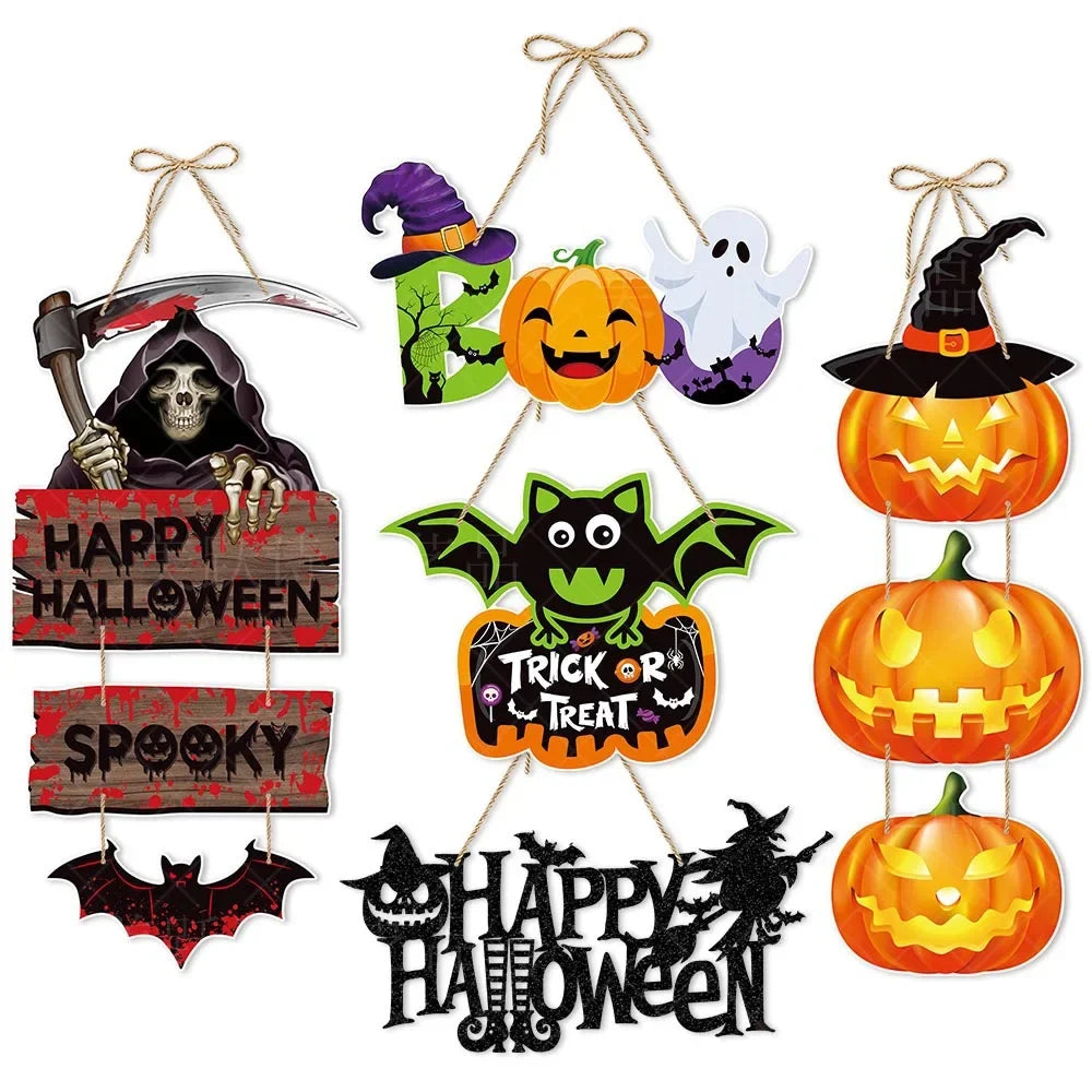 Halloween Party Decors Pumpkin Ghost Bat Door Hanging Pendents Happy Festival Decorations for Home