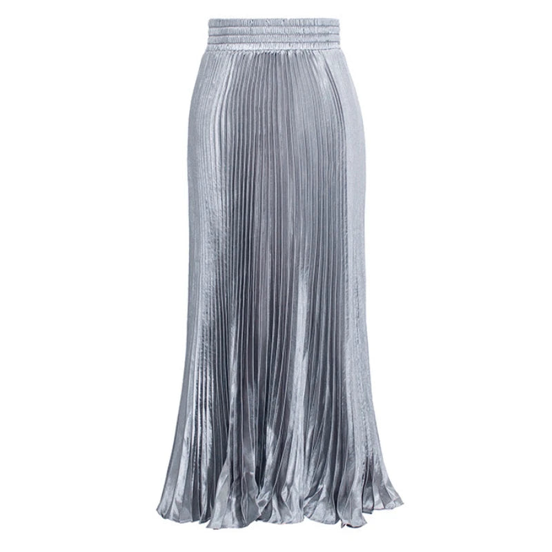 Elegant Satin Fishtail Long Skirts Evening Party Wear Faldas Vintage Pleated Skirt Women Harajuku Fashion Clothes Saias Jupe