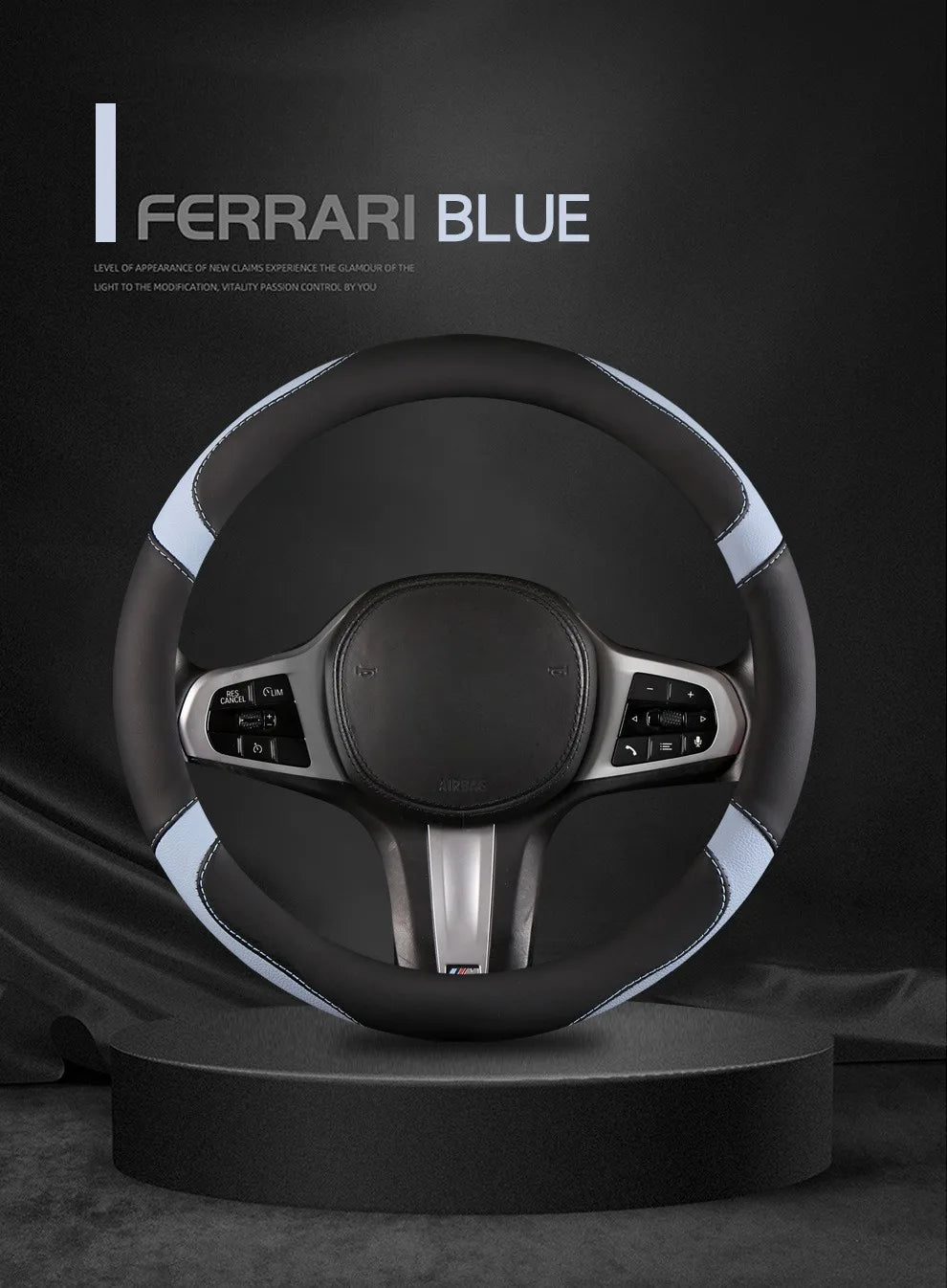 Car Steering Wheel Cover - Universal Car for Diverse Cars, Durable Leather Cover with Anti-Slip Lining, Fit for 14.5"-15"
