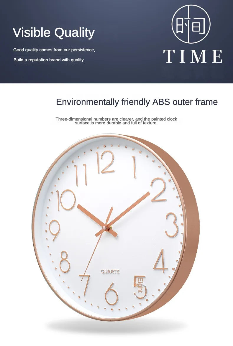 8 Inch Wall Clock Silent Non-Ticking Decorative Clock for School Office Classroom Bedroom Kitchen Living Room Decor
