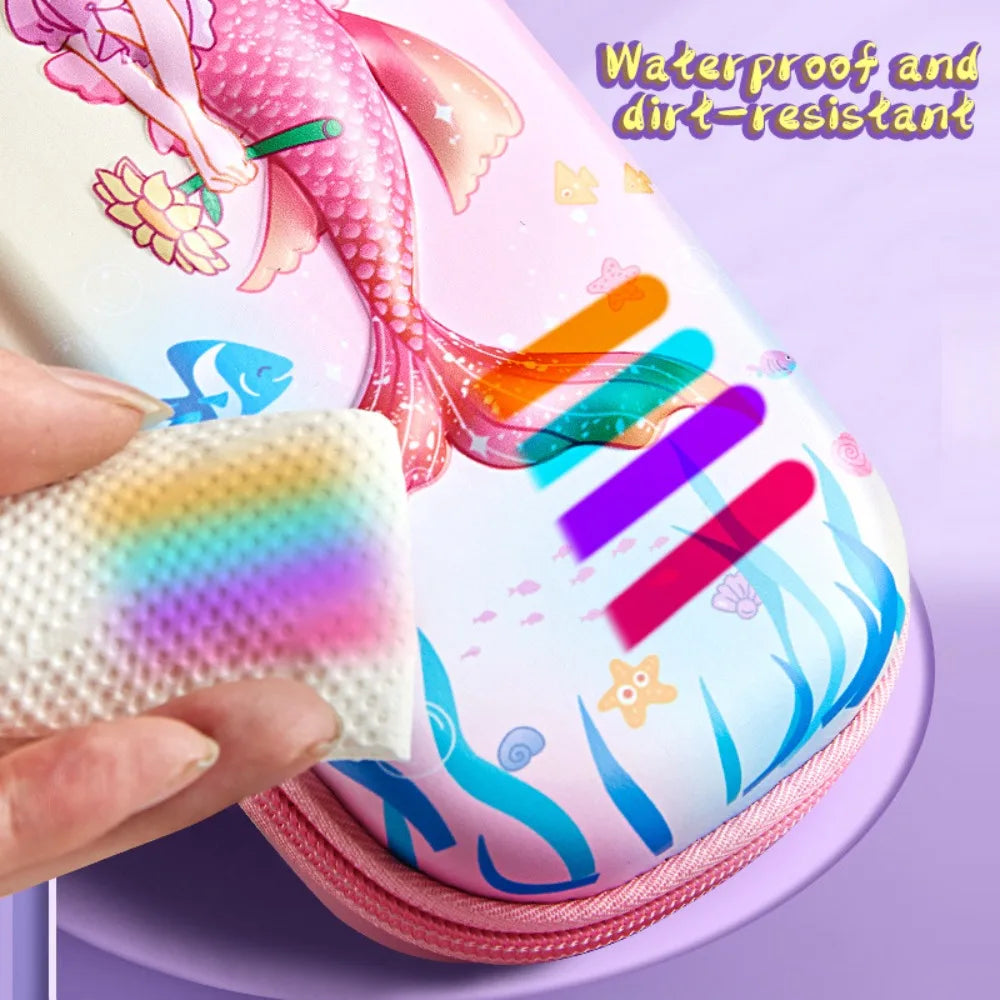3D Mermaid & Astronaut Pencil Case β Odorless Zippered Space Pen Box for School Supplies & Kawaii Stationery Fans