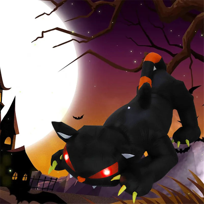 Halloween 1.8M Black Cat Shakes Head Ghost Festival Built-in LED Lights Up Inflatable Gas Mold Christmas Garden Decor Ornament