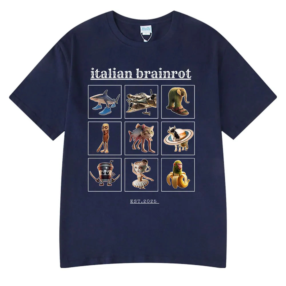Italian Brainrot Funny Meme T-shirt Tralalero Tralala Tung Tung Tung Sahur Bombardiro Crocodilo Lirili Larila Men Women T Shirts
