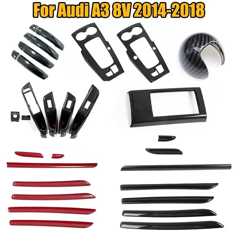 Carbon Fiber Car Styling Central Armrest Storage Box Panel Cover Trim for Audi A3 8V S3 RS3 2014 2015 2016 2017 2018 Accessories