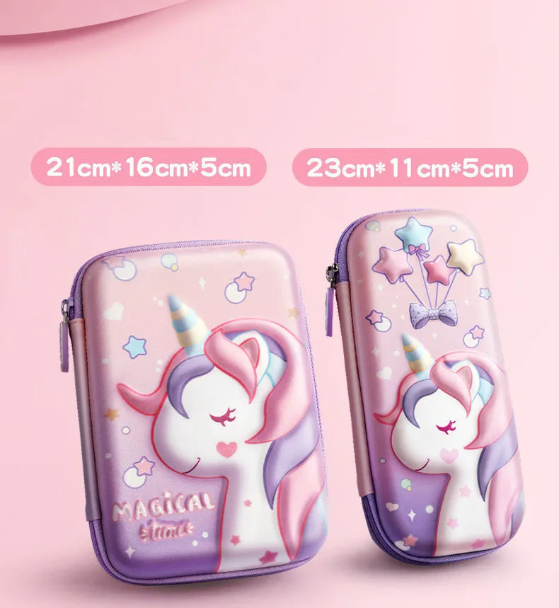3D EVA Unicorn Pencil Case – Cute Cartoon Stationery Box for Girls, School Supplies, Gifts & iPad Storage