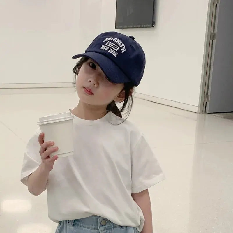 Korean Style Kids Cap – Cute Letter Embroidery & Sunny Day Vibes!