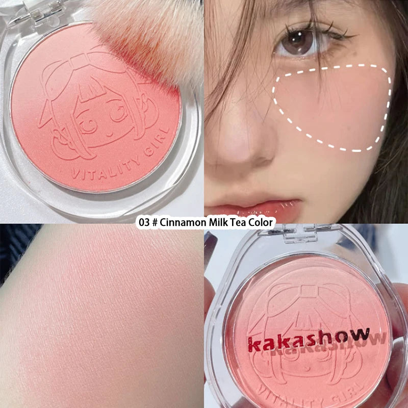 Kakashow Youthful Gradient Blush - Natural Nude Shade, Easy-to-Blend Formula with Long-lasting Matte Finish,