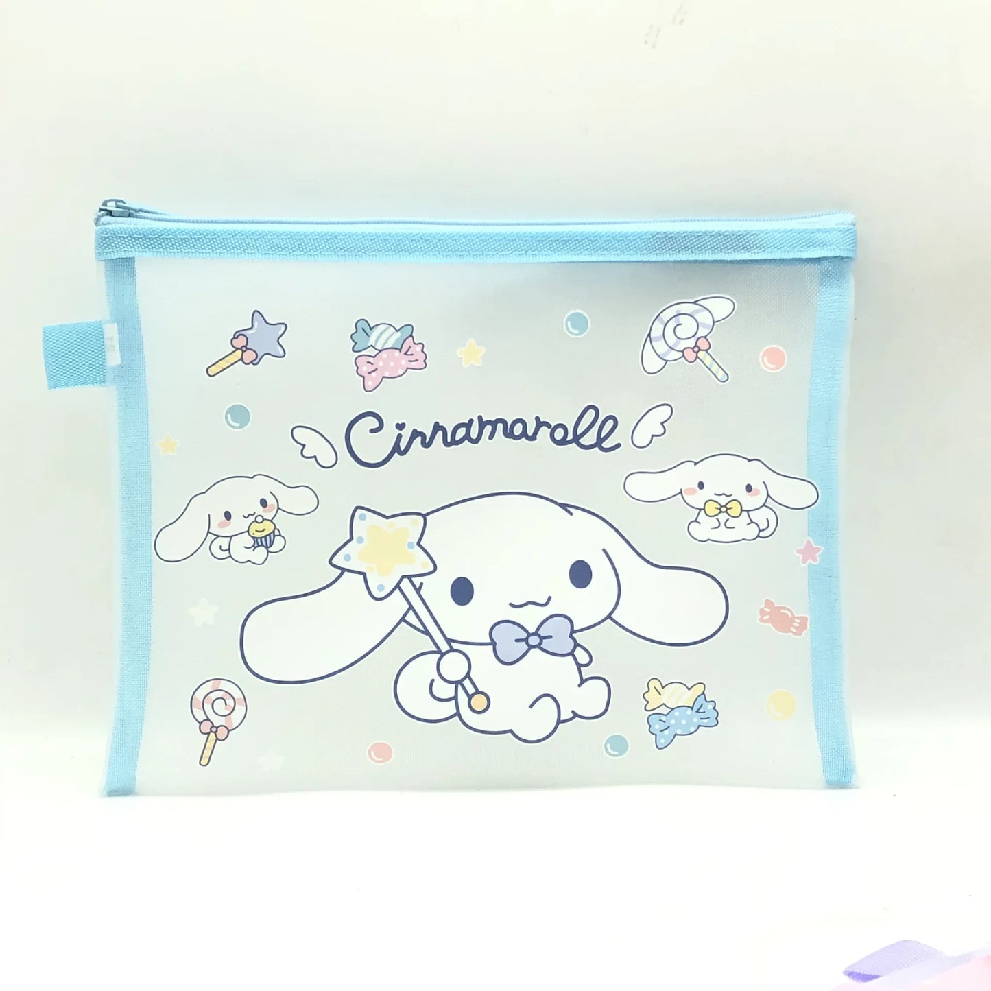 Sanrio A5 Mesh Zipper Pouch – Cute Melody, Kuromi & Cinnamoroll Document Organizer for School & Stationery Fans