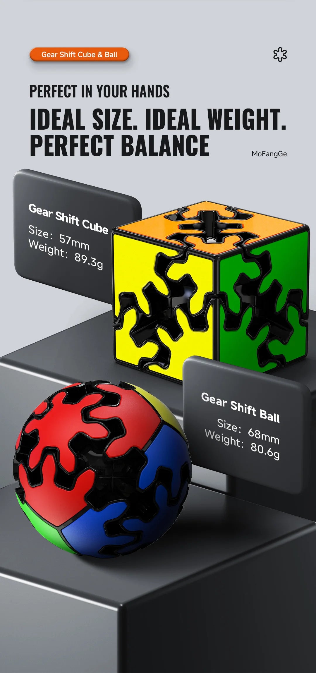 QiYi 2x2 Gear Cube QiYi 2x2 Gear Ball QY Mofangge Magic Cube Stickerless Cube Professional Puzzle Toys Kid Gift