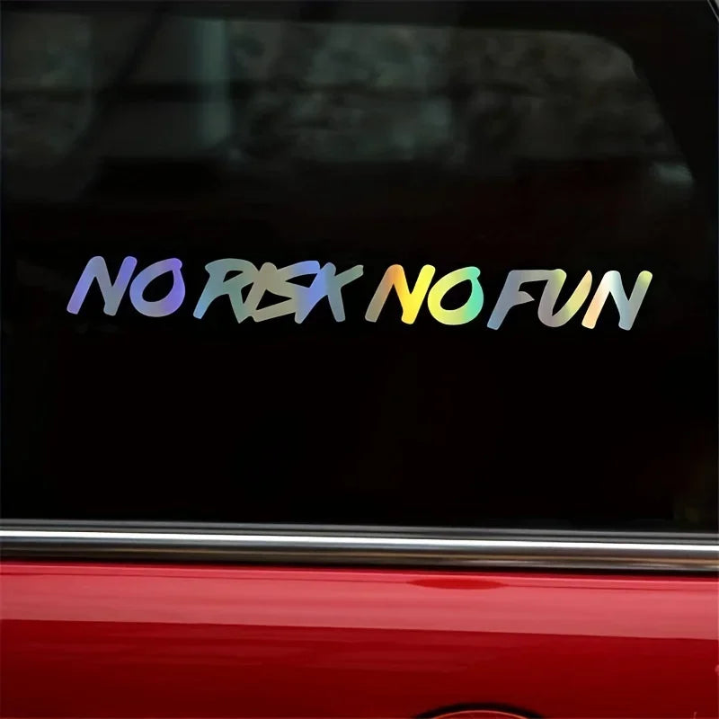 Waterproof Car Stickers 22x2.4cm No Risk No Fun Motorcycle Sticker Off-Road Fuel Tank Cars Window Decal Vinyl Auto Accessories
