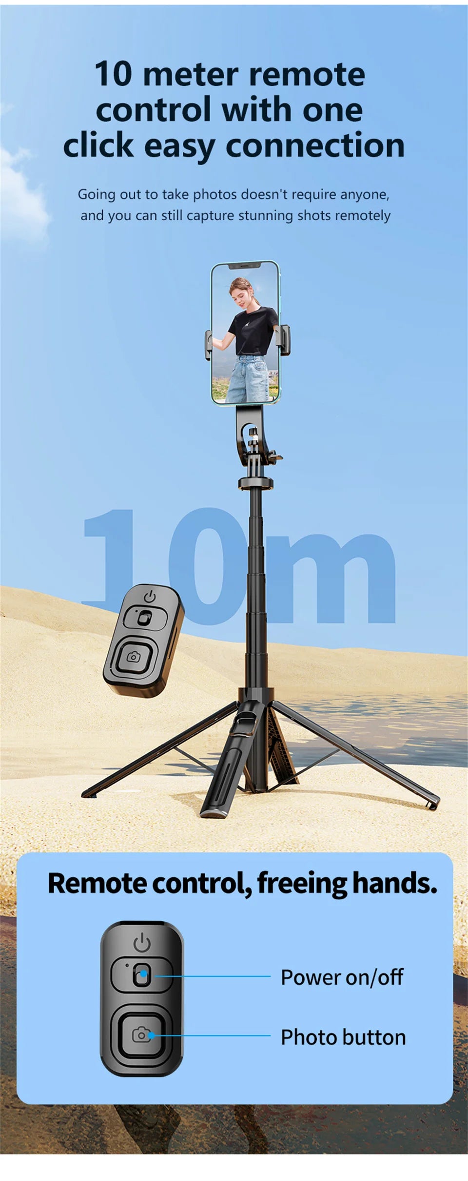 130cm Long Selfie Stick Tripod Extendable Wireless Bluetooth Remote Portable Smartphone Tripod Stand Mount For iOS Android Phone