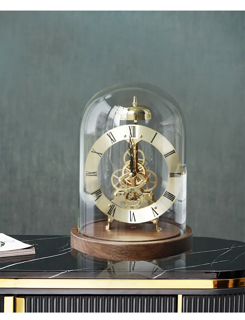 New Luxury Mechanic Metal Desk Clock Living Room Table Clock Work Office Decoration Clock Nordic Interior Bedroom Ornaments Gift