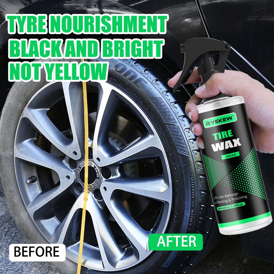 Tire Coating Spray High Gloss Hydrophobic Sealant Wax Car Wheel Polishing Brightener Auto Care Re-Black Tire Refurbishing Agent