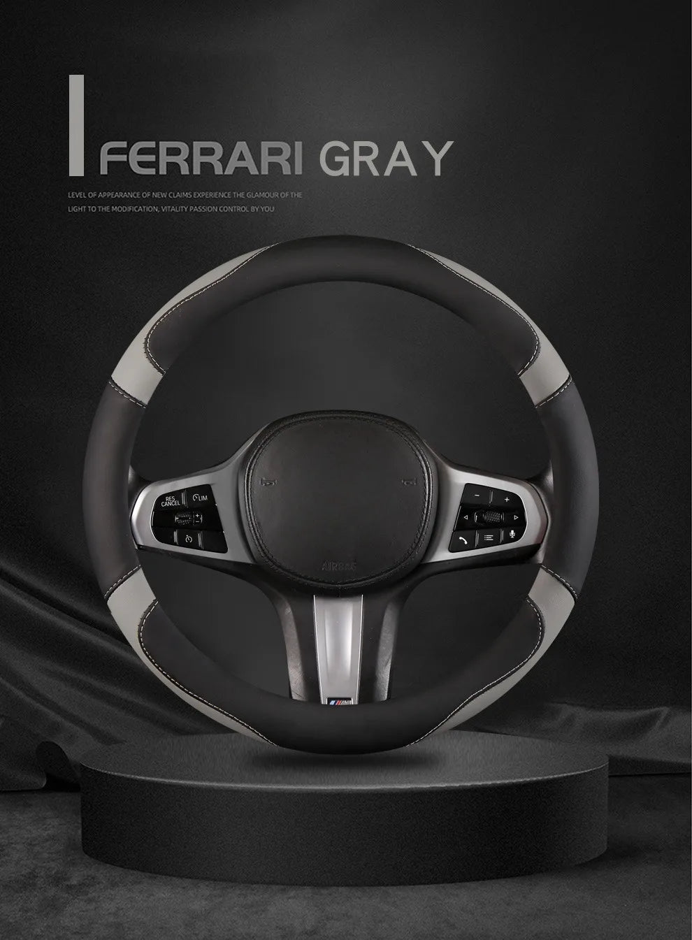 Car Steering Wheel Cover - Universal Car for Diverse Cars, Durable Leather Cover with Anti-Slip Lining, Fit for 14.5"-15"