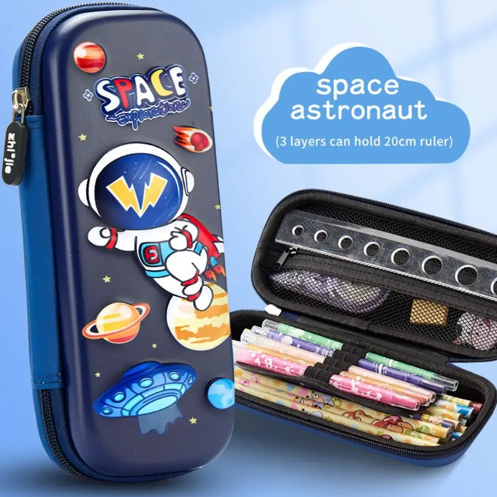 3D Mermaid & Astronaut Pencil Case β Odorless Zippered Space Pen Box for School Supplies & Kawaii Stationery Fans