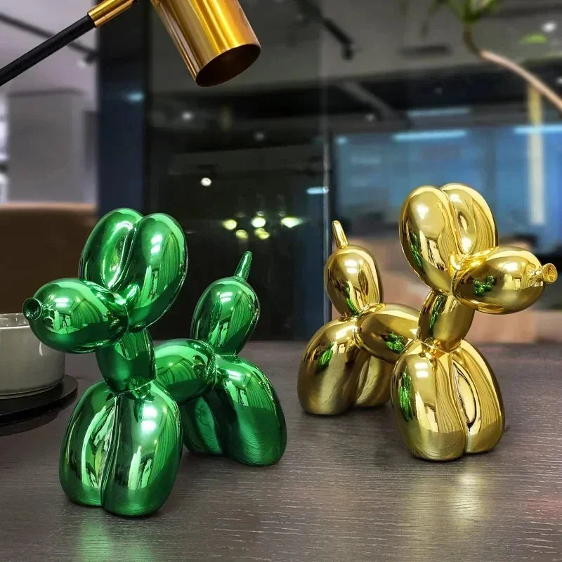 10cm 17cm Nordic Balloon Dog Sculpture Resin Animal Toy Statue Sculptures Figurine Crafts Home Decoration Room Desktop blue Gift