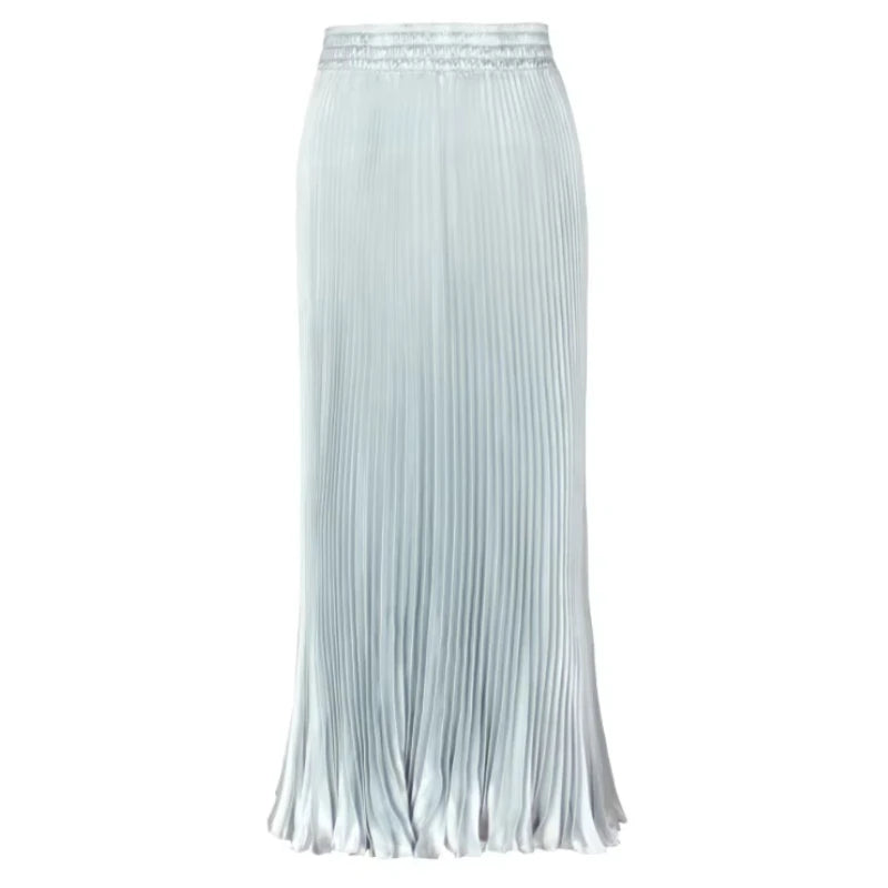 Elegant Satin Fishtail Long Skirts Evening Party Wear Faldas Vintage Pleated Skirt Women Harajuku Fashion Clothes Saias Jupe