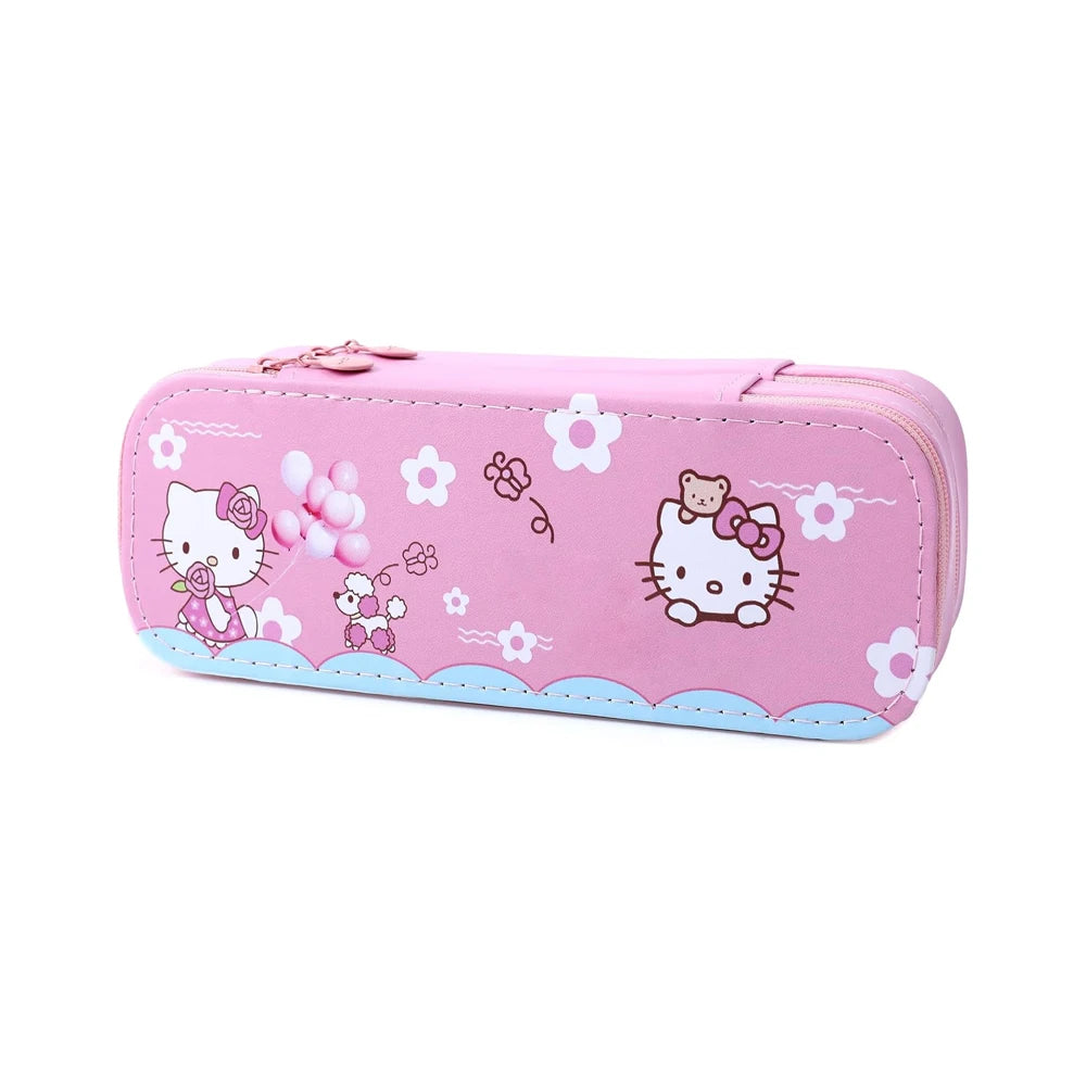 Hello Kitty & Kuromi Double-Layer Pencil Case β Cute Cartoon Kawaii Stationery Box for Students, Kids & My Melody Fans