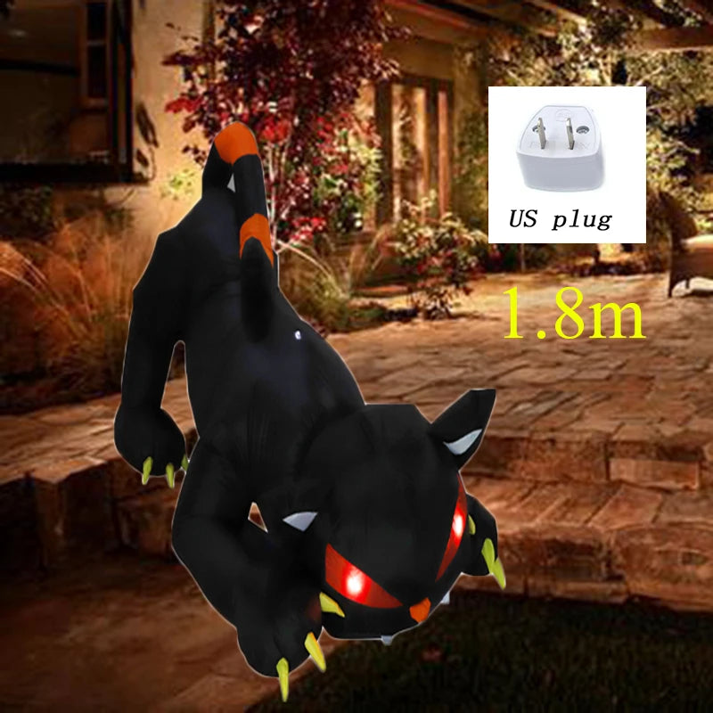 Halloween 1.8M Black Cat Shakes Head Ghost Festival Built-in LED Lights Up Inflatable Gas Mold Christmas Garden Decor Ornament