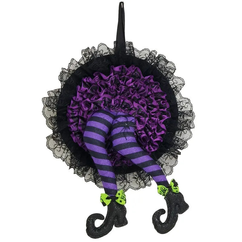 Halloween Witch Hat Leg Door Wreath Halloween Wreath Door Hanging Terrifying Atmosphere Decoration Happy Party Supplies Newest