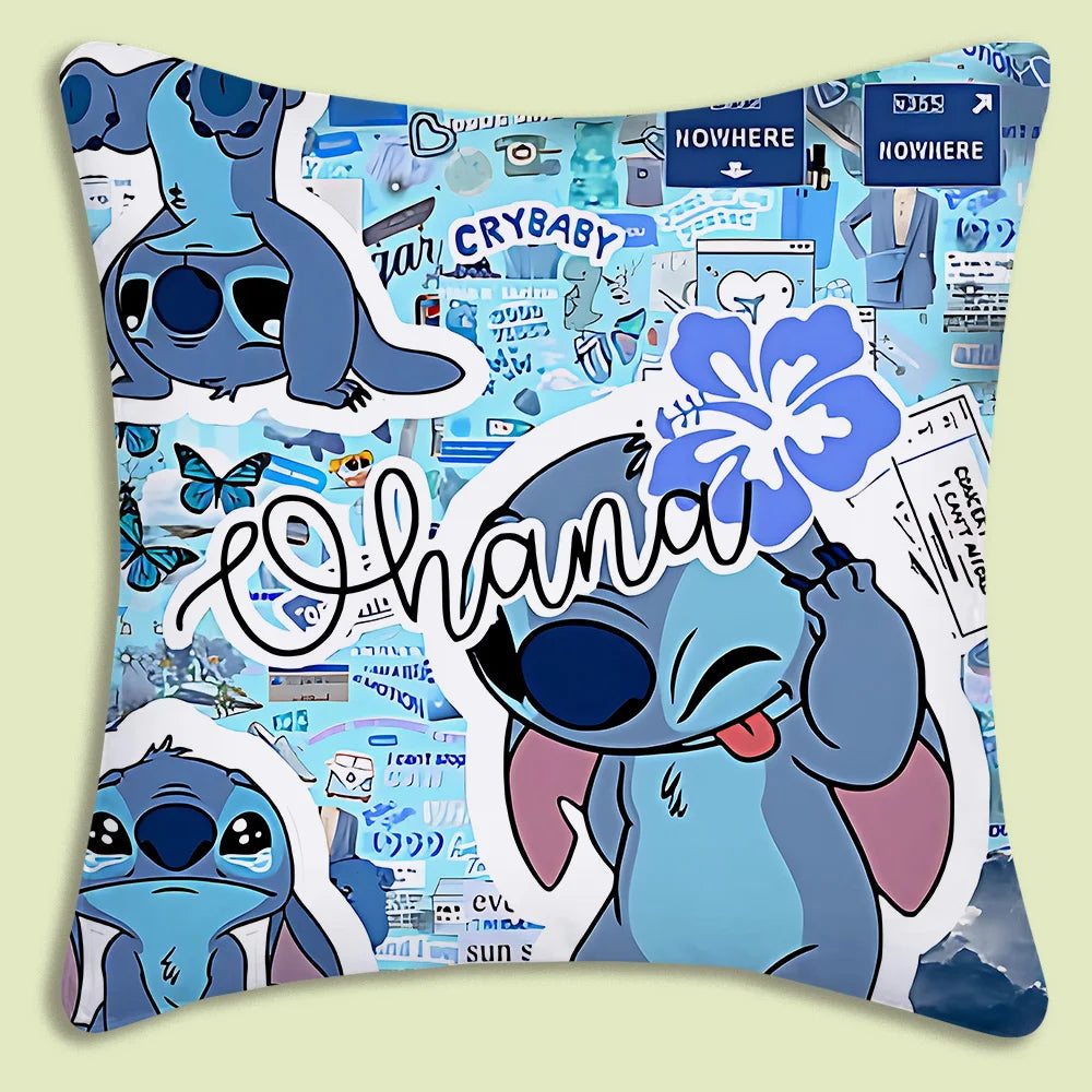 Cute Stitch Pillow Covers Cartoon Sofa Decorative Home Double-sided Printing Short Plush Cute Cushion Cover