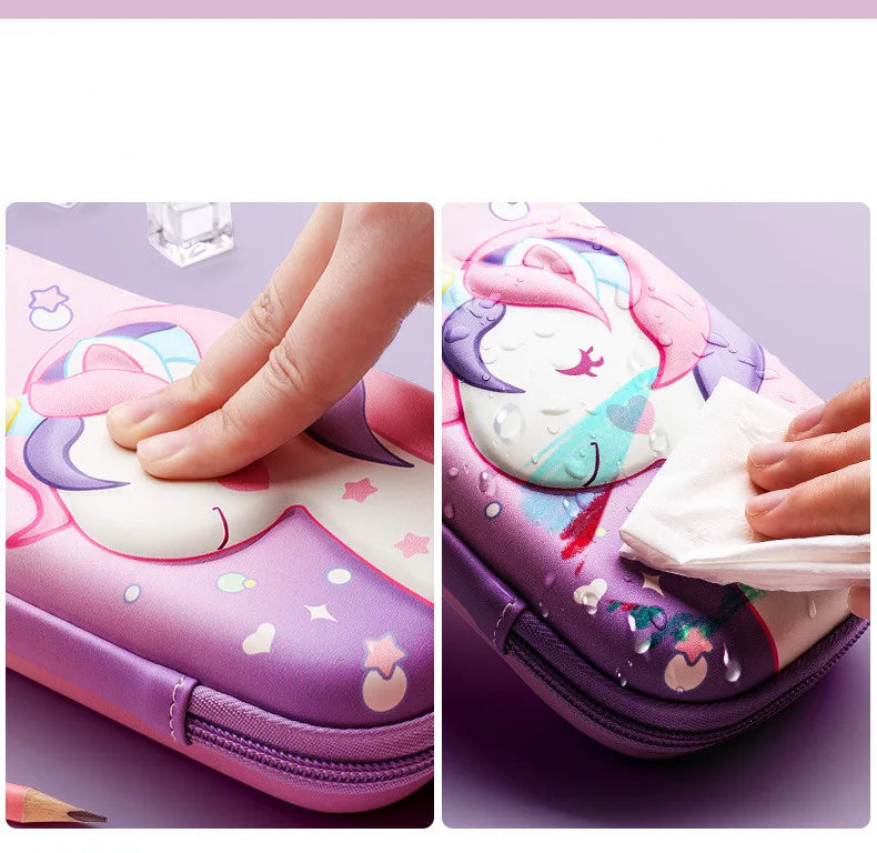 3D EVA Unicorn Pencil Case – Cute Cartoon Stationery Box for Girls, School Supplies, Gifts & iPad Storage