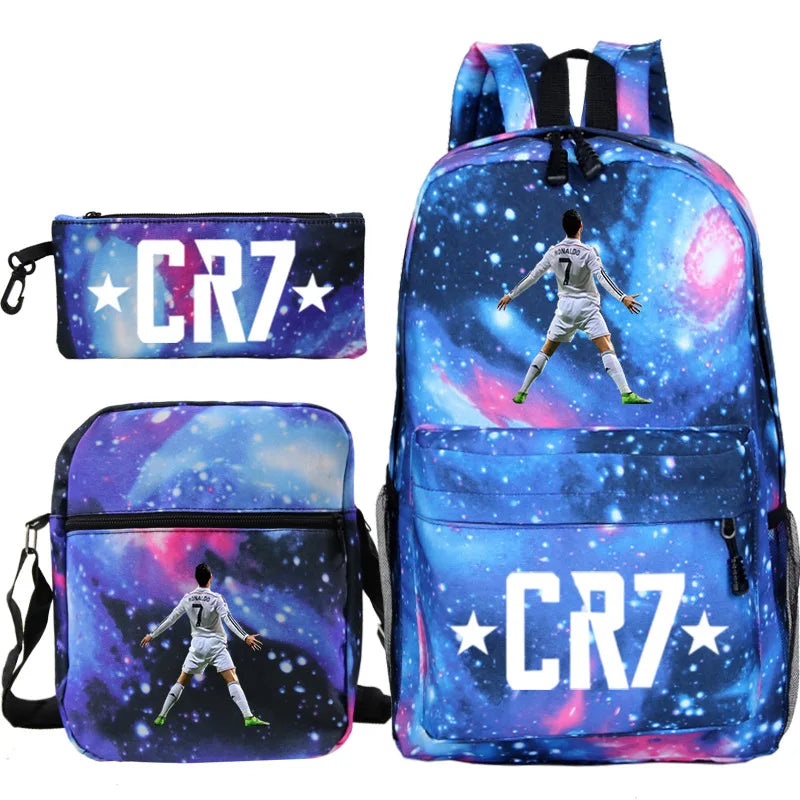 CR7 3-Piece Backpack Set β Lightweight School & Travel Bags for Boys, Girls, Teens & Adults
