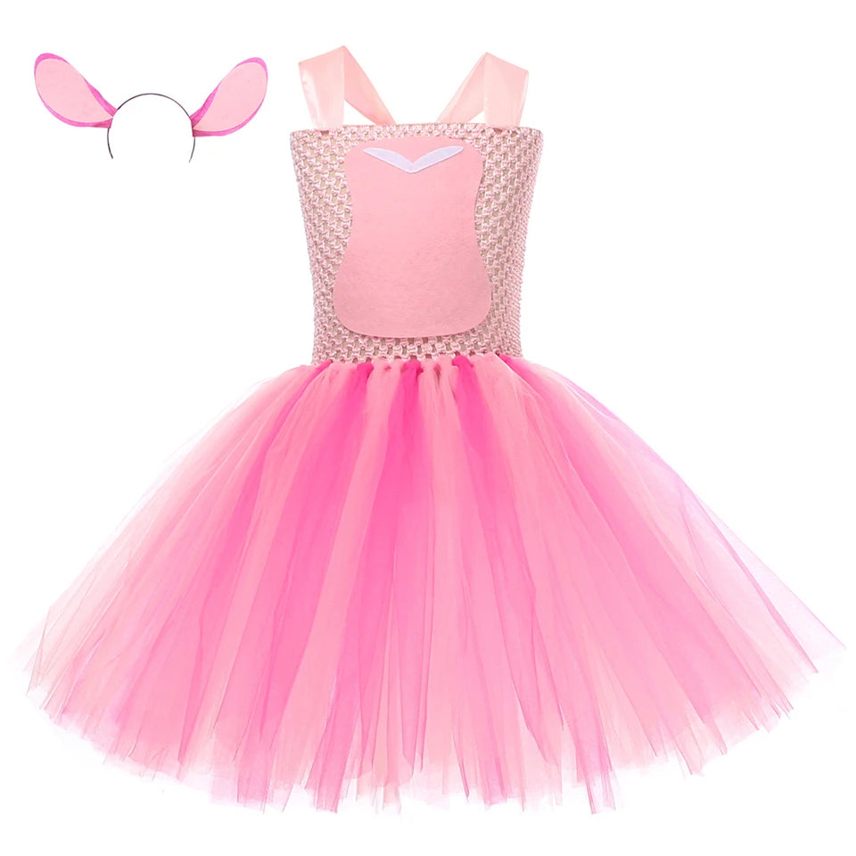 Movie Girls Alien Dog Costume Cartoon Blue Tulle Festival Dress Lilo Tutu Dress Maia Kealaha Live-action Character Dress Up