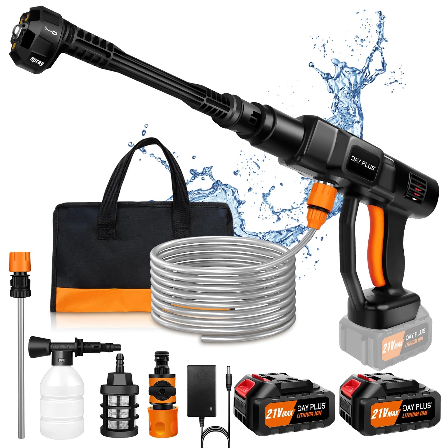 Cordless Pressure Washer, Portable Power Washer with 4.0Ah Battery 6-in-1 Nozzle, Handheld Brushless High-Pressure Car Washer