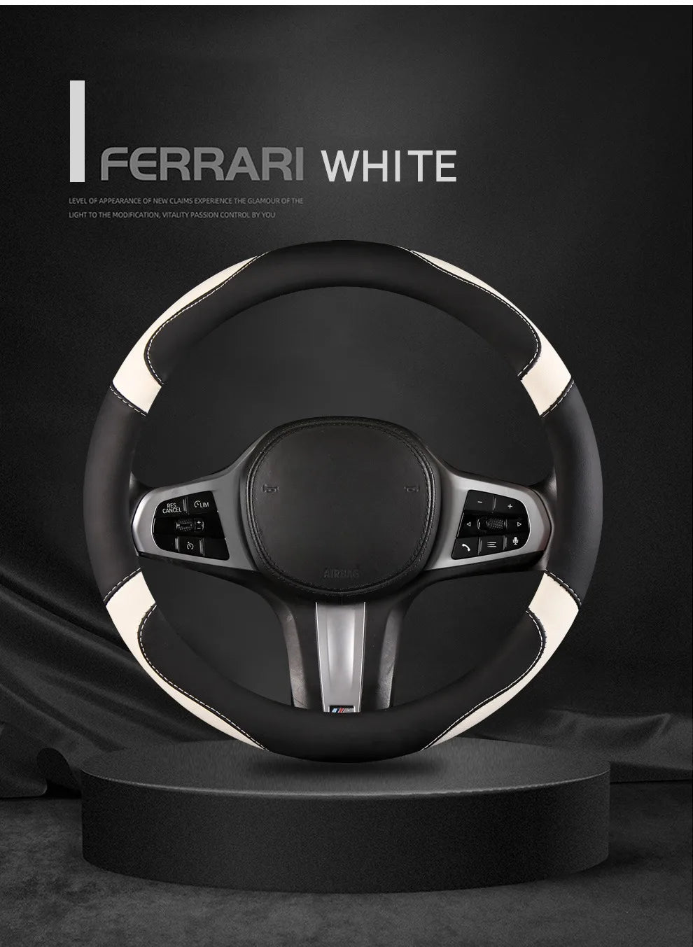 Car Steering Wheel Cover - Universal Car for Diverse Cars, Durable Leather Cover with Anti-Slip Lining, Fit for 14.5"-15"