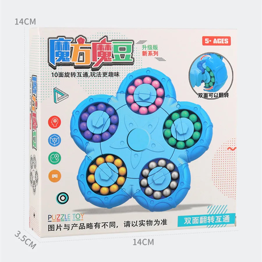 Magic Bean Cube Finger Gyro Rotating Antistress Relieve Anxiety Develop Intelligence Decompression Fidget Toy Adults Kids Gift