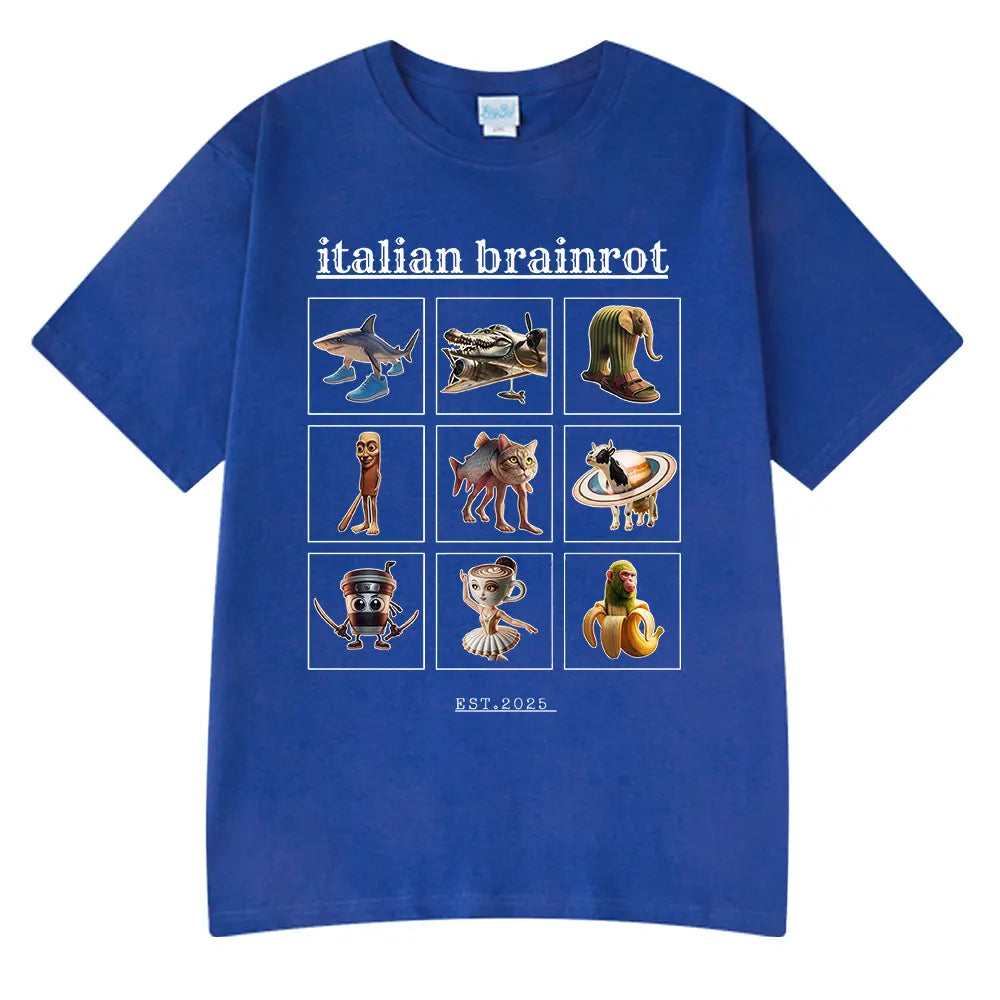 Italian Brainrot Funny Meme T-shirt Tralalero Tralala Tung Tung Tung Sahur Bombardiro Crocodilo Lirili Larila Men Women T Shirts