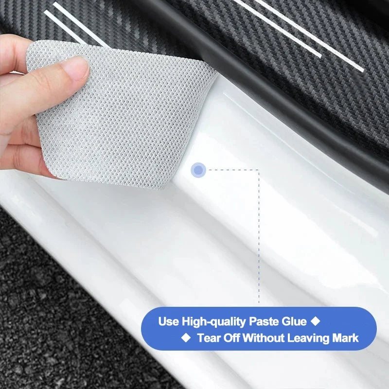 Car Door Sill Anti-scratch Stickers Carbon Microfiber Sticker For Ford Edge Explorer Transit Ranger Kuga MK2 MK7 Fusion Ecosport