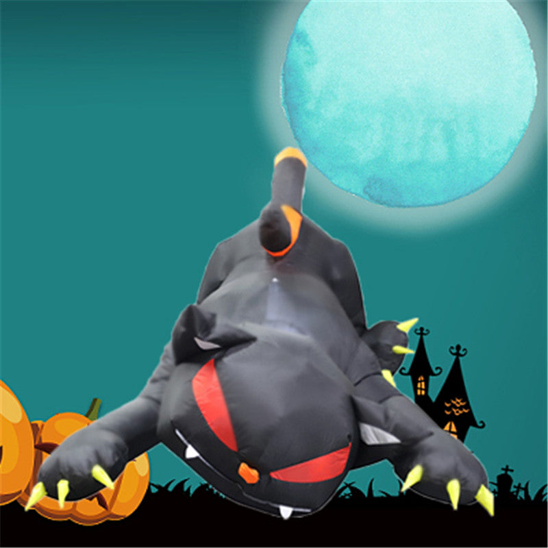 Halloween 1.8M Black Cat Shakes Head Ghost Festival Built-in LED Lights Up Inflatable Gas Mold Christmas Garden Decor Ornament