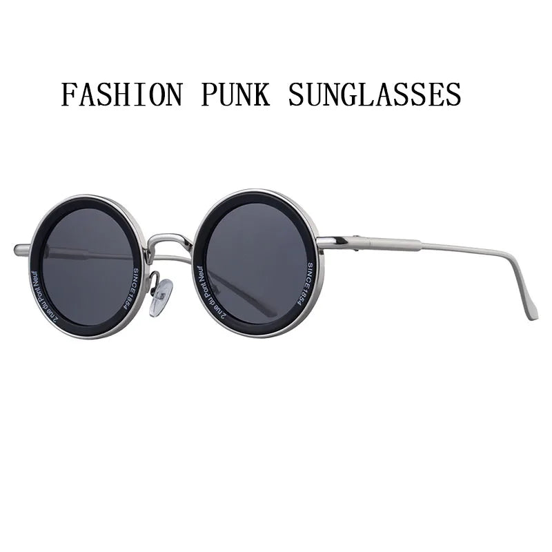 2025 Steampunk Sunglasses For Men Fashion Round Punk Sunglasses Vacation Oculos Outdoor Glasses Vintage Designer Trending Lentes