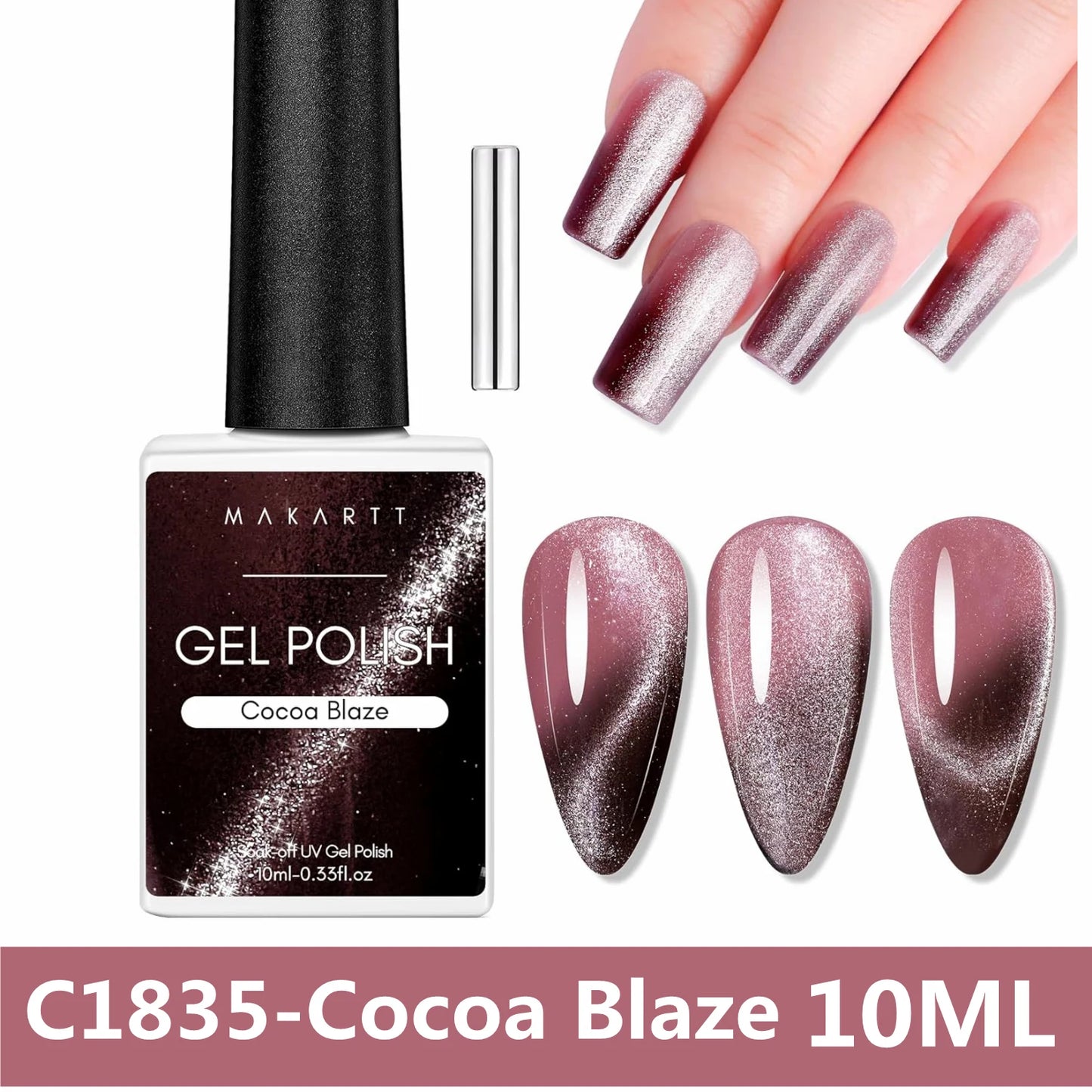 Makartt Cat Eye Nail Polish – Holographic Jelly Gel with Magnet for Home & Salon Use