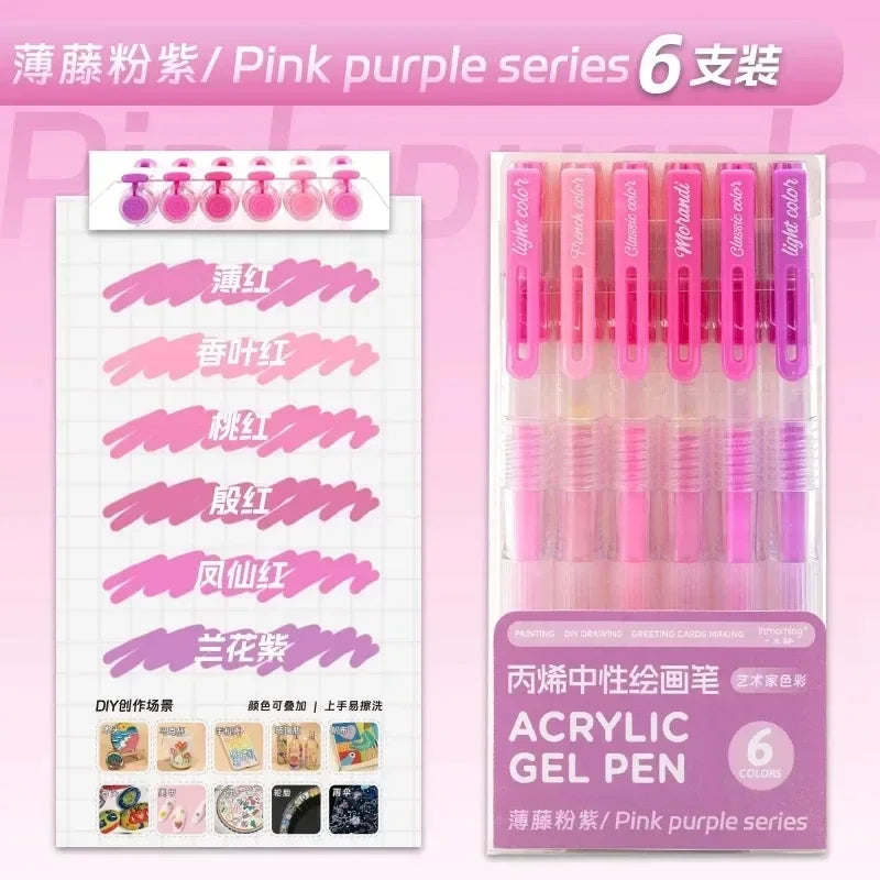 36/12 Colors Acrylic Gel Pen 1.0mm Large Capacity Student Writing Pen Painting Drawing Office School Supplies Stationery
