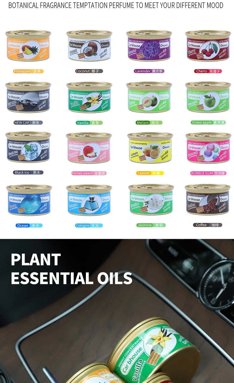 For Bathroom Car Air Freshener Gel Can Solid Car Fragrance Air Freshener Wood Block Can Air Freshener Balm For Home Long-lasting