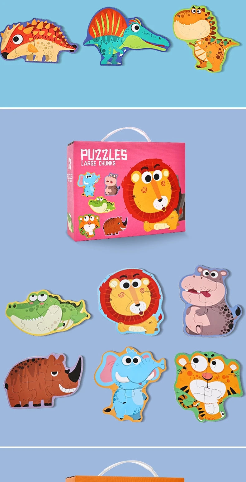 Six-In-One Puzzle Gift Box, Kidsren's Early Education Educational Toys for Beginners, Advanced Difficulty Puzzles, Fairy Tales, Animals, Ocean, Transportation, Dinosaur Multi-Theme Fun Interactive Activity Games, Gifts for Bo