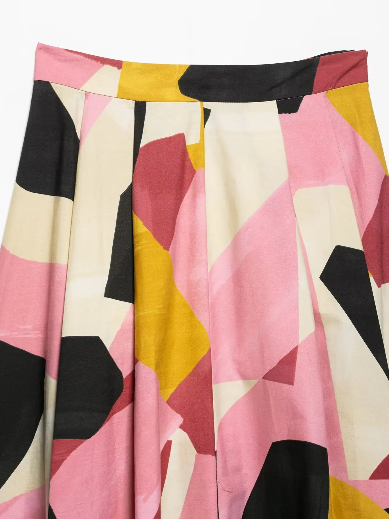Elegant Women Holiday Graffditi Print Pleats Casual Slim Midi Skirt Faldas Mujer Female Summer Side Zipper Skirts QUN9102